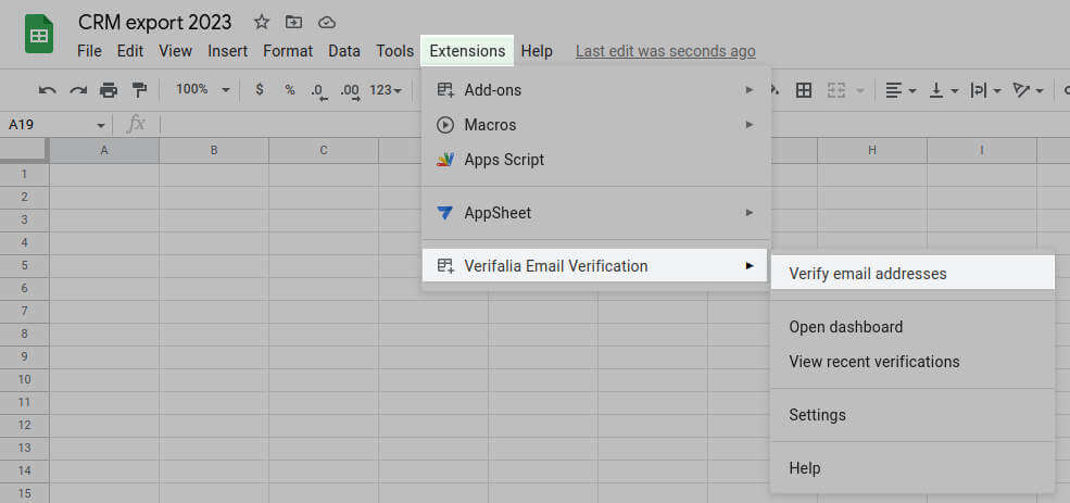 Locating the Verifalia Google Sheets add-on Locating the Verifalia Google Sheets add-on