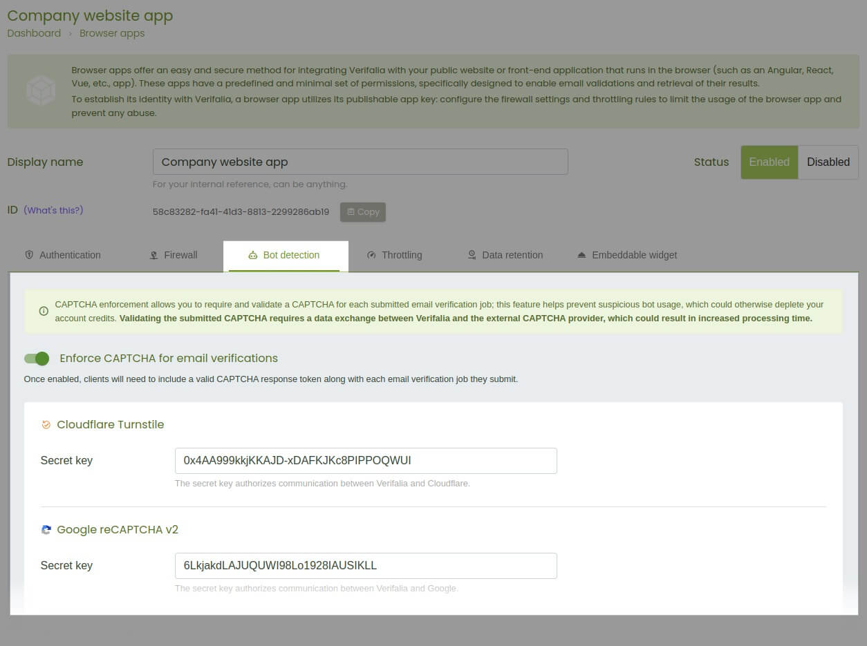 A screenshot showing how the Bot detection interface looks like, on our client area. A screenshot showing how the Bot detection interface looks like, on our client area.