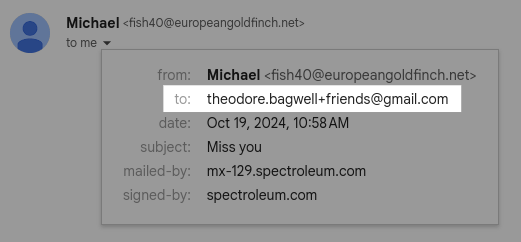 GMail plus addressing in action