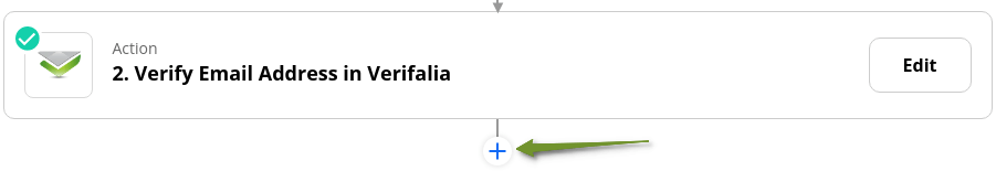 Test the action and click the plus icon