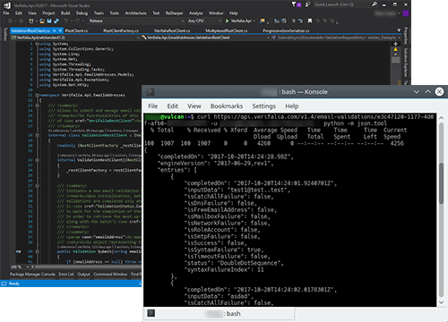 Verify email addresses with Visual Studio and cURL