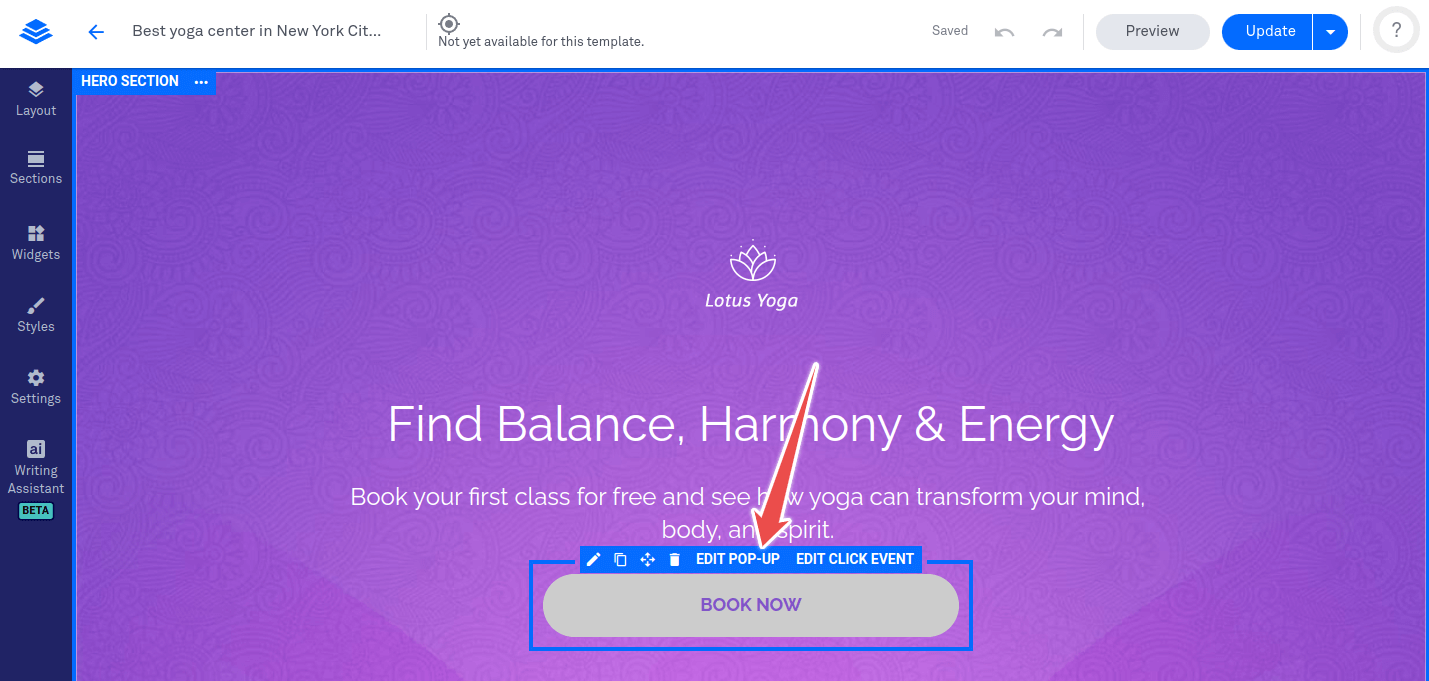 Click the "Edit pop-up" button that appears when you hover over the activation button of the pop-up form