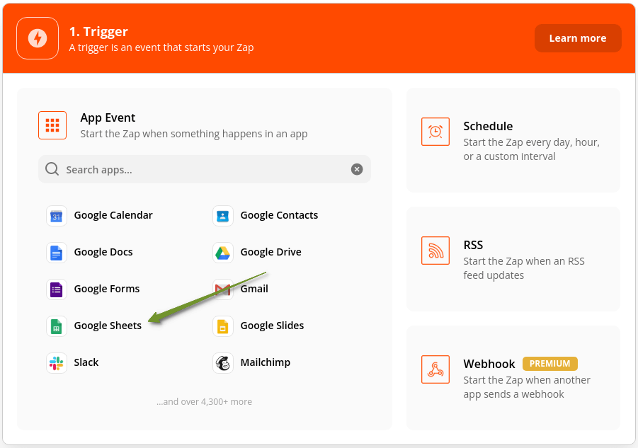 Select Google Sheets