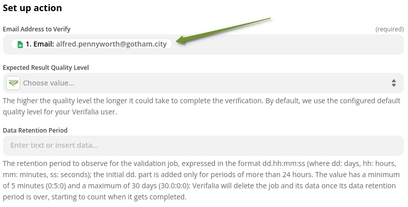 Configure the email address to verify