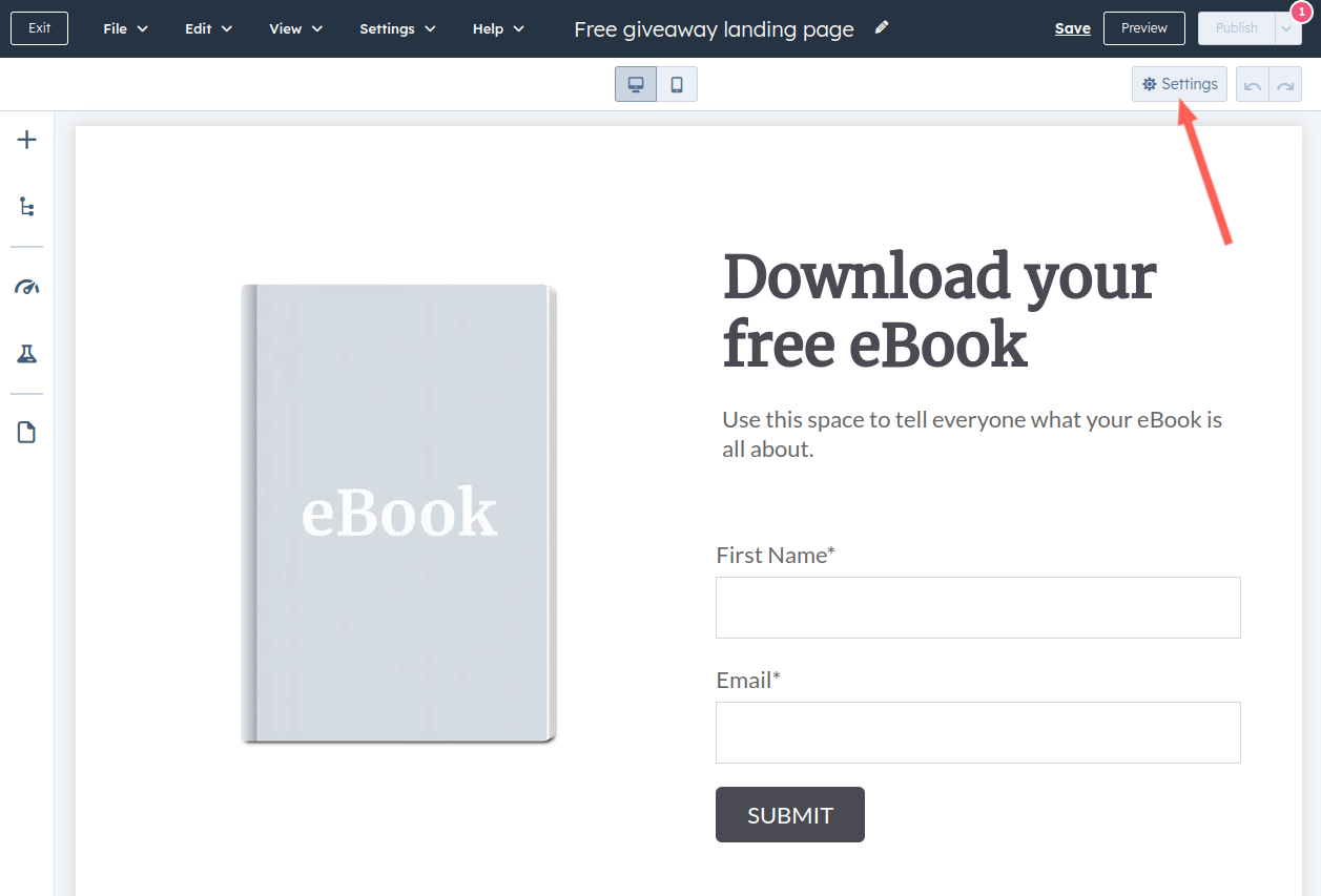 Click the "Settings" button in the header